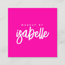 Minimalistische Make-up Artist Script Hot Pink Vierkante Visitekaartje