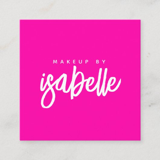 Minimalistische Make-up Artist Script Hot Pink Vierkante Visitekaartje (Voorkant)
