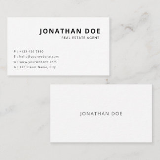 Minimalistische makelaar professioneel wit visitekaartje