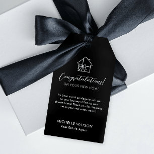 Minimalistische makelaar zwart wit cadeau Label Cadeaulabel