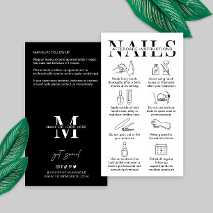 Minimalistische manicure nagels nazorg instructies visitekaartje