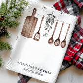 Minimalistische maretak gepersonaliseerde kerst theedoek