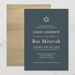 Minimalistische Marine Blauw & Goud Bar Mitswa Kaart