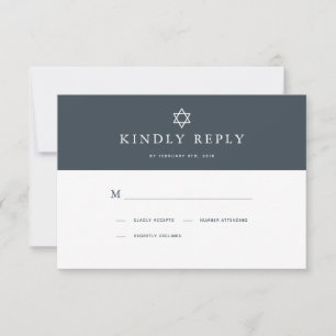 Minimalistische Marine Blauw & Goud Bar Mitswa RSVP Kaartje