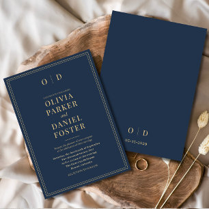 Minimalistische Marine Blauw Goud Elegante Moderne Kaart