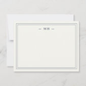 Minimalistische Marine Blauw & Ivoor Twee Grens Mo Notitiekaartje (Voorkant)