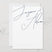 Minimalistische marine blauw script typografie bru kaart (Achterkant)