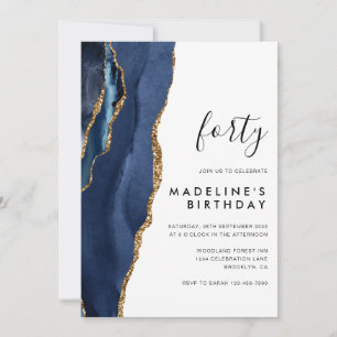 Minimalistische marine Gold Agate Geode 40e verjaa Kaart