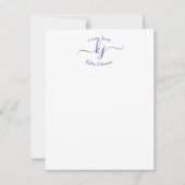 Minimalistische marine White 2 Monogram Name Note  Bedankkaart (Voorkant)