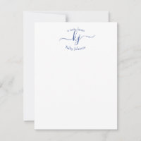 Minimalistische marine White 2 Monogram Name Note
