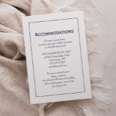 Minimalistische marineblauwe witbruiloft informatiekaartje