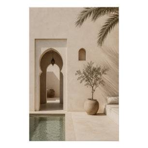 Minimalistische Marokkaanse Riad-poster Perfect Poster