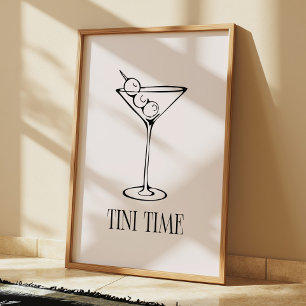 Minimalistische Martini "Tini Time" Cocktail Keuke Poster