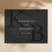 Minimalistische Mat Zwart Monogram Moderne bruilof Gastenboek