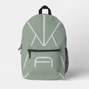 Minimalistische Matcha Salie Groene Monogram Bedrukte Rugzak