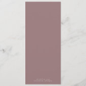 Minimalistische Mauve trouwring Monogram bruiloft Programma (Achterkant)