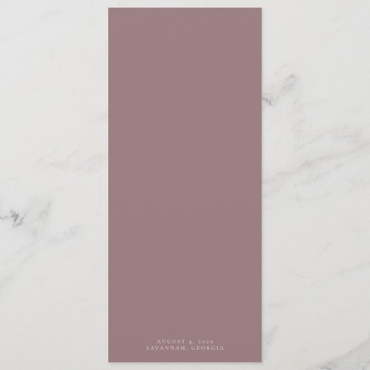 Minimalistische Mauve trouwring Monogram bruiloft Programma (Achterkant)