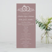 Minimalistische Mauve trouwring Monogram bruiloft Programma (Staand voorkant)
