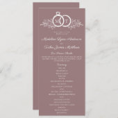 Minimalistische Mauve trouwring Monogram bruiloft Programma (Voorkant / Achterkant)