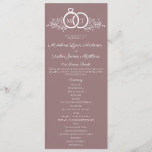 Minimalistische Mauve trouwring Monogram bruiloft Programma
