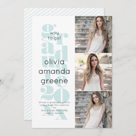 Minimalistische mededeling van het Afstuderen van Kaart (Voorkant / Achterkant)