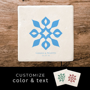 Minimalistische mediterraan huwelijksjubileum cade stenen onderzetter