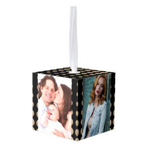 minimalistische meetkundige zwarte goudpolka - sti kubus ornament