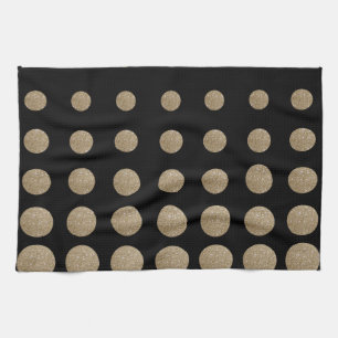 minimalistische meetkundige zwarte goudpolka - sti theedoek