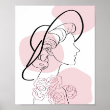 Minimalistische Meisje Rozen Vrouwen Modern Stijlv