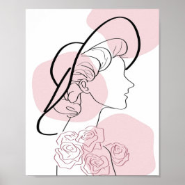 Minimalistische Meisje Rozen Vrouwen Modern Stijlv Poster