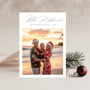 Minimalistische Mele Kalikimaka-strandfoto Feestdagenkaart