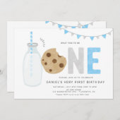 Minimalistische Melk en Koekjes Eerste verjaardag Kaart (Voorkant / Achterkant)