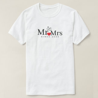 Minimalistische meneer en mevrouw sinds jaar aange t-shirt