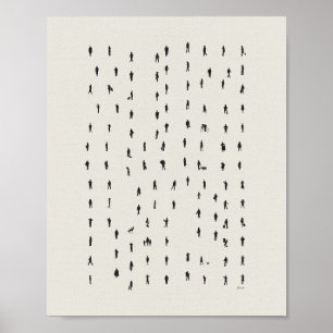 Minimalistische menigte van mensen Silhouette Art Poster