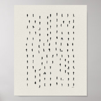 Minimalistische menigte van mensen Silhouette Art Poster