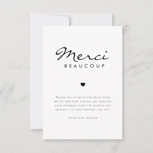 Minimalistische Merci Beaucoup Franse Bruiloftsbor Bedankkaart (Voorkant)
