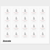 Minimalistische Merry Christmas Scandi Tree Gift L Vierkante Sticker (Vel)