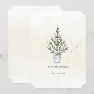 Minimalistische Merry Little Christmas Tree Waterv Feestdagenkaart