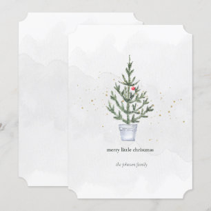 Minimalistische Merry Little Christmas Tree Waterv Feestdagenkaart