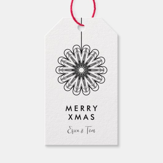 Minimalistische Merry Xmas moderne bloemen Cadeaulabel (Voorkant)