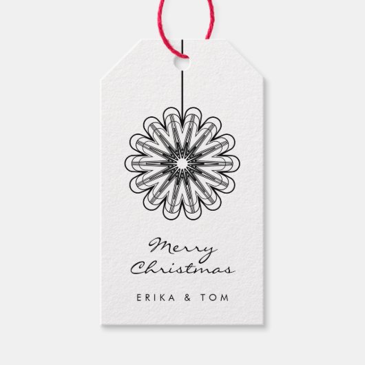 Minimalistische Merry Xmas moderne bloemen Cadeaulabel (Voorkant)
