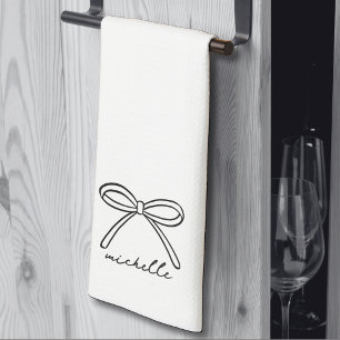Minimalistische met de hand getekende boog naam theedoek