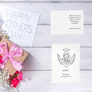 Minimalistische met de hand getekende Moederdag Gr Kaart