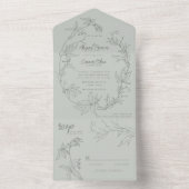 Minimalistische met de hand getrokken wijnstokken all in one uitnodiging (Binnen)