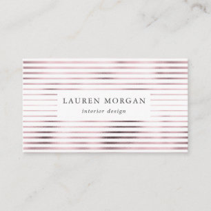 Minimalistische metallic blush roze strepen visitekaartje