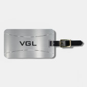 Minimalistische metallic zilver textuur bagagelabel (Voorkant horizontaal)
