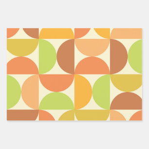 Minimalistische mid-century half-cirkelpatroon inpakpapier vel