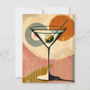 Minimalistische Mid Century Modern Art Martini Briefkaart