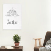 minimalistische middeleeuwse kasteelillustratie canvas afdruk