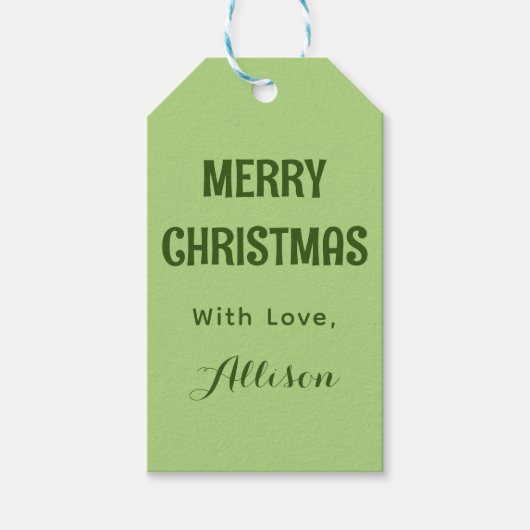 Minimalistische Mint Groene Retro Vrolijk Kerstfee Cadeaulabel (Voorkant)